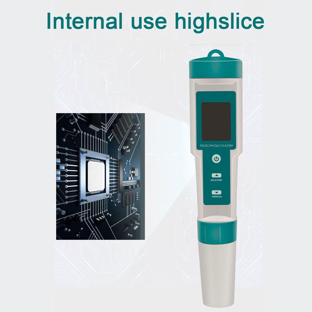 Multifunctional Digital 7 in 1 Water Quality Tester Portable High Accurancy Water Quality Test Pen Water Quality Measurement Tool Water PH/TDS/EC/Salinity/ORP/S.G/Temperature Measuring