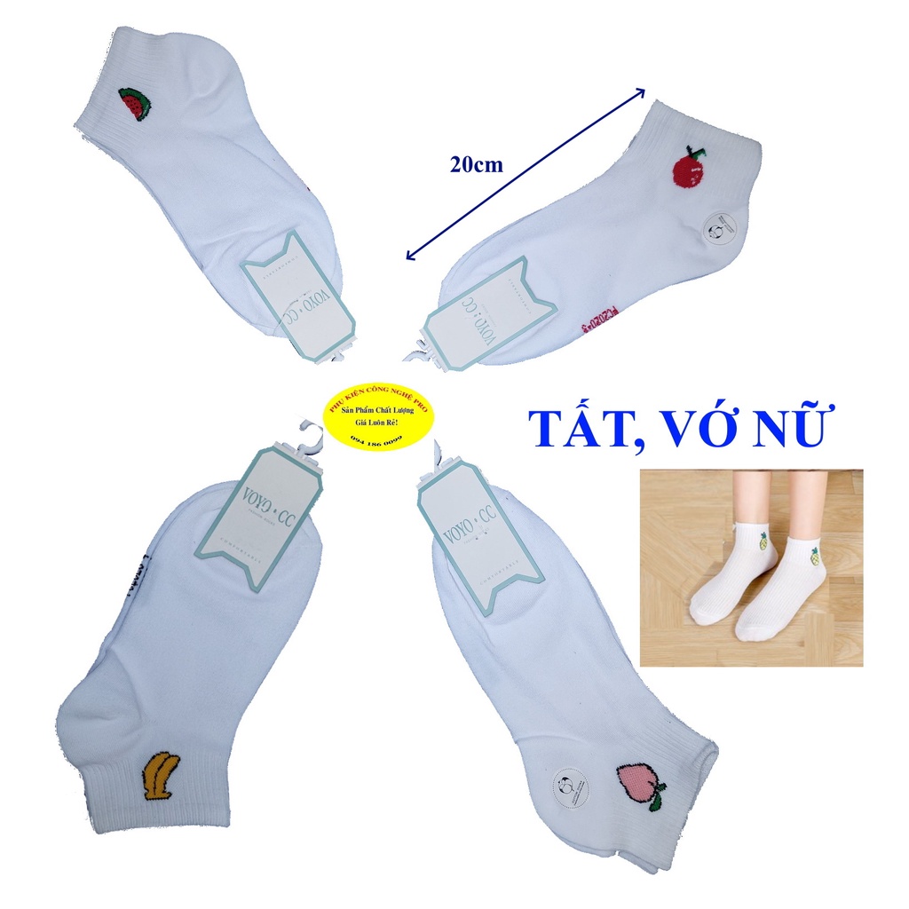 TẤT VỚ NỮ Loại cổ ngắn In hình trái cây trên cổ vớ YOYO.CC Chất liệu thun cotton Êm ái, Thoáng mát, Co giãn