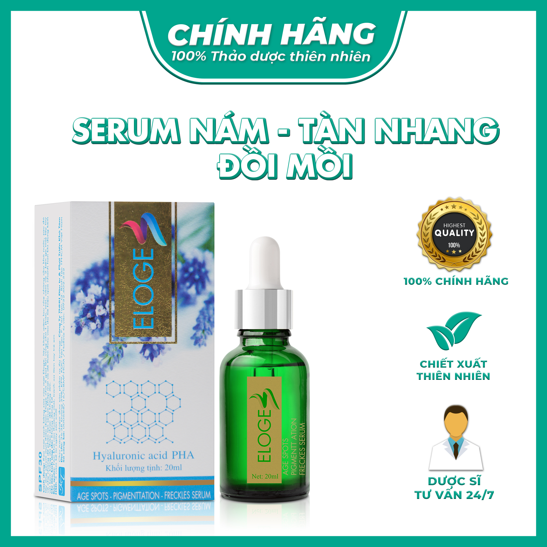 Serum nám sạm tàn nhang - đồi mồi - dòng tím - Khả Tâm - Sạch nám, trắng da
