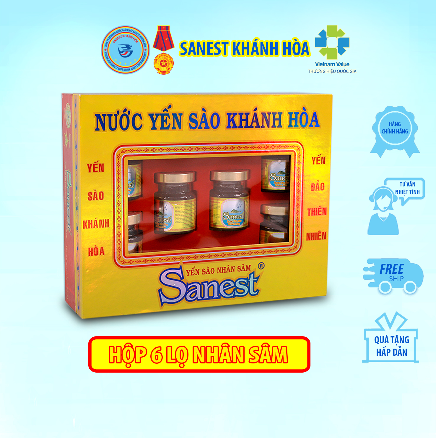 Nước Yến sào Khánh Hòa Sanest Nhân sâm lọ 70 ml