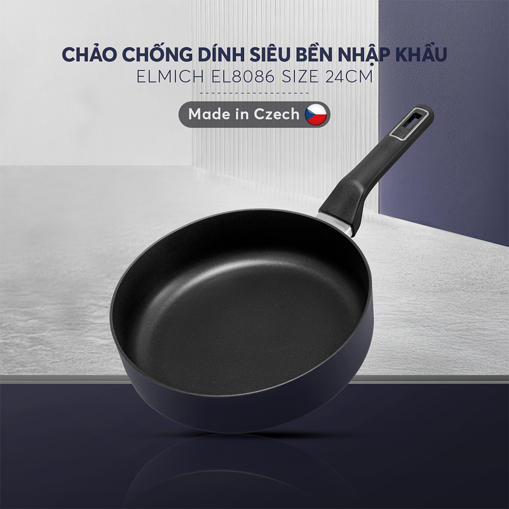 Chảo Chống Dính Nhập Khẩu Elmich EL8086 EL8087 EL8088 Size 24,26,28cm, Hàng Chính Hãng - JoyMall