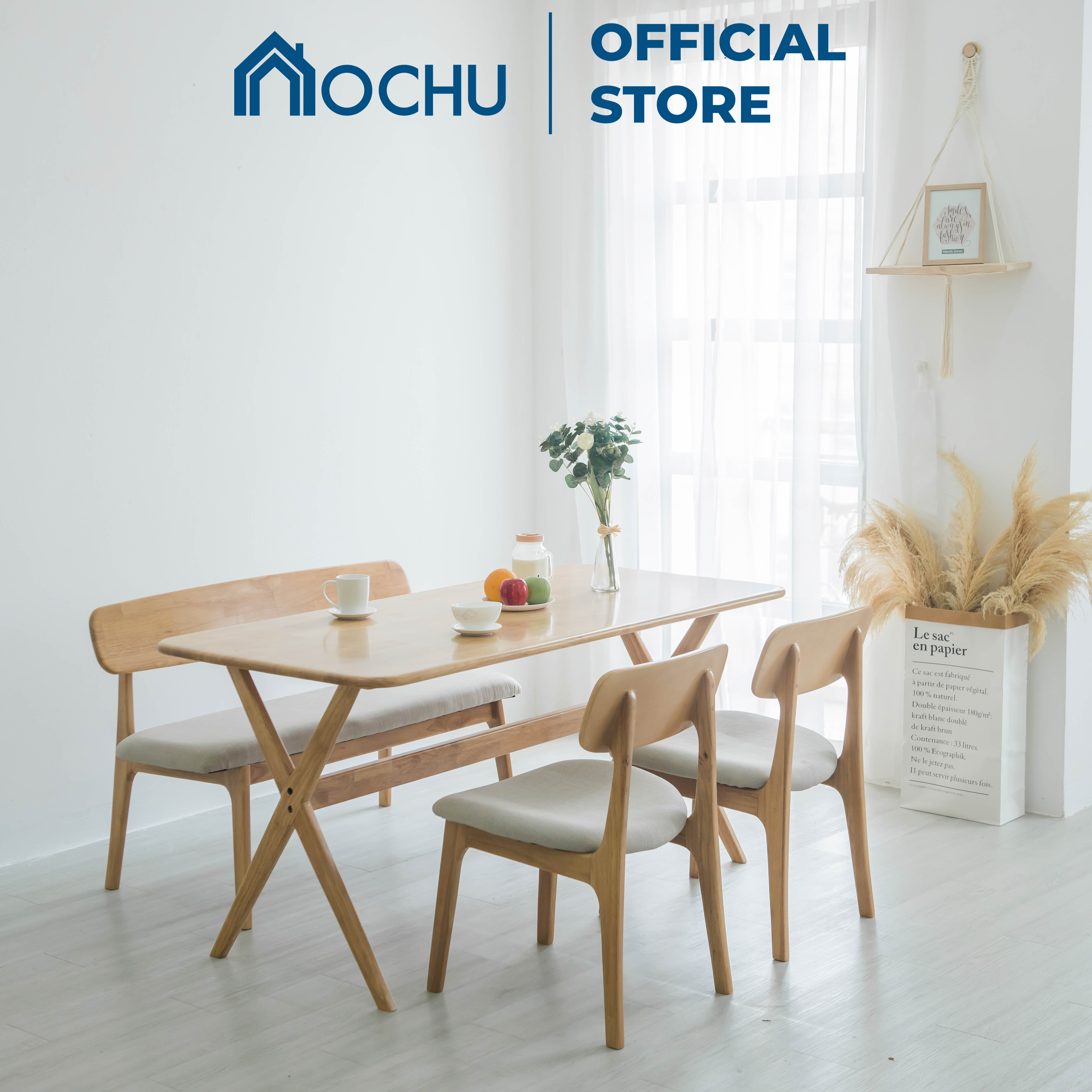 Bộ Bàn Ăn Gỗ OCHU Combo Gather Table - Natural