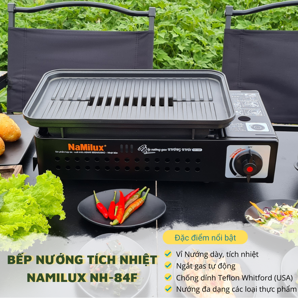 Bếp Nướng Tích Nhiệt NaMilux NH-84F | BBQ, Camping, Dã Ngoại│Cân Mọi Món Nướng: Beefsteak, Cá, Hải sản, Xiên que…│Hàng Chính Hãng