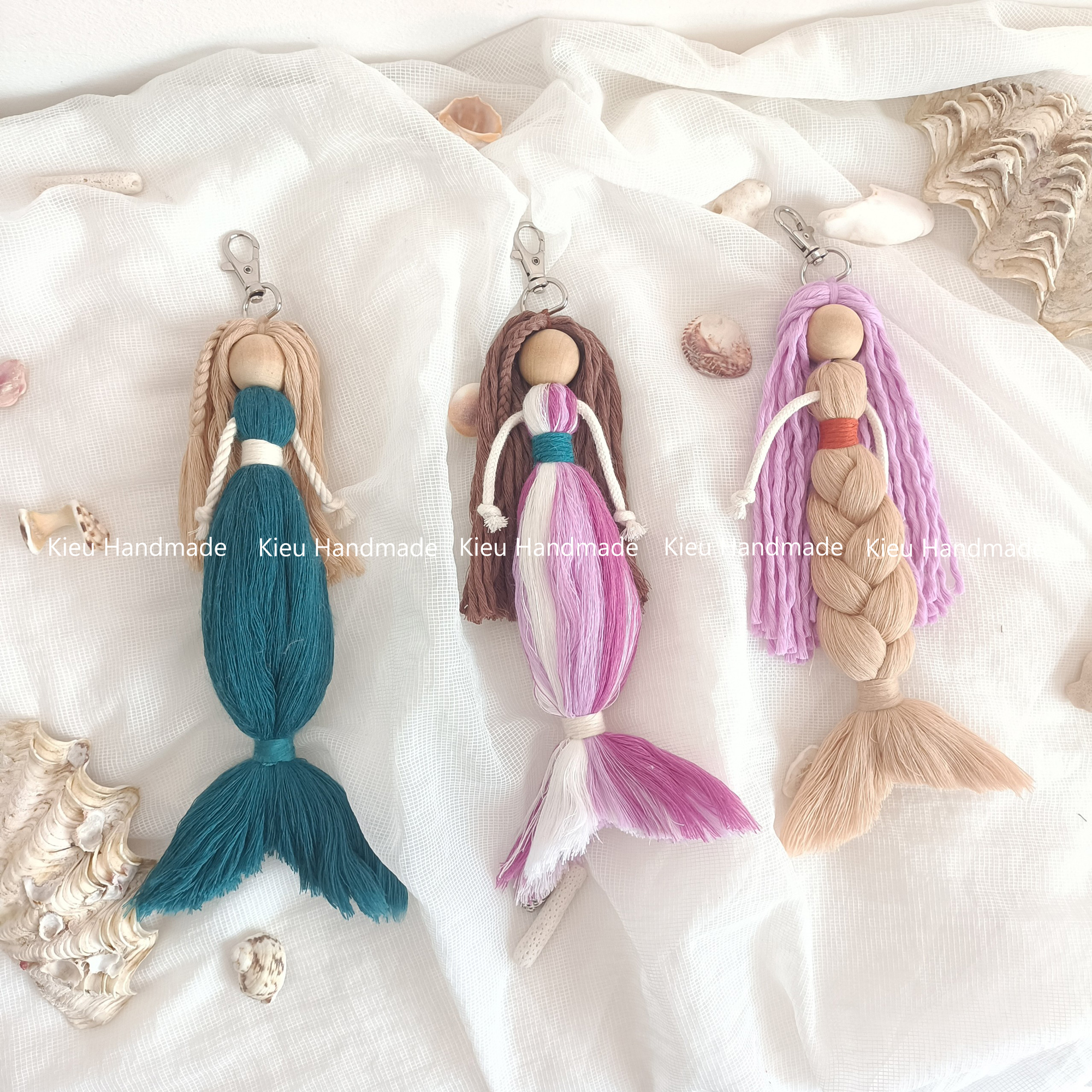 Móc khoá búp bê macrame, móc khoá nàng tiên cá