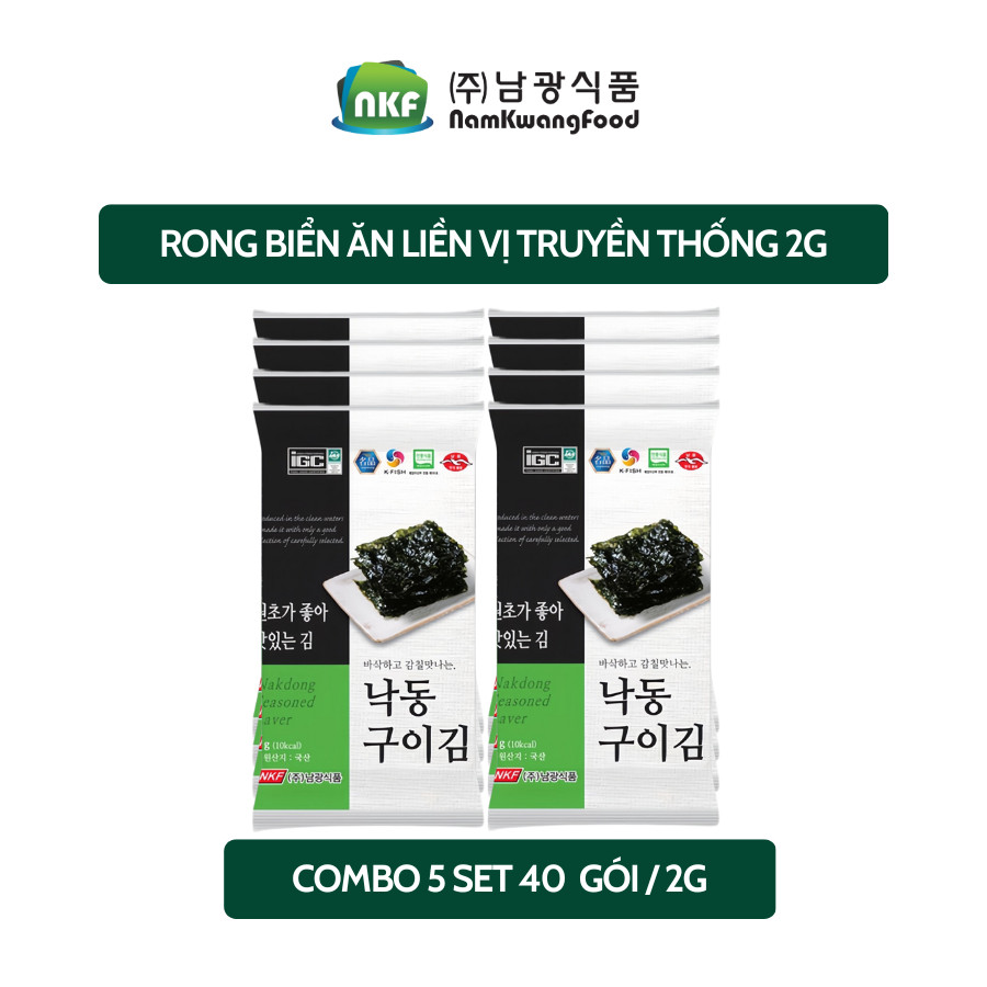 COMBO 5 SET Rong biển ăn liền vị truyền thống NAKDONG 8gói /Set