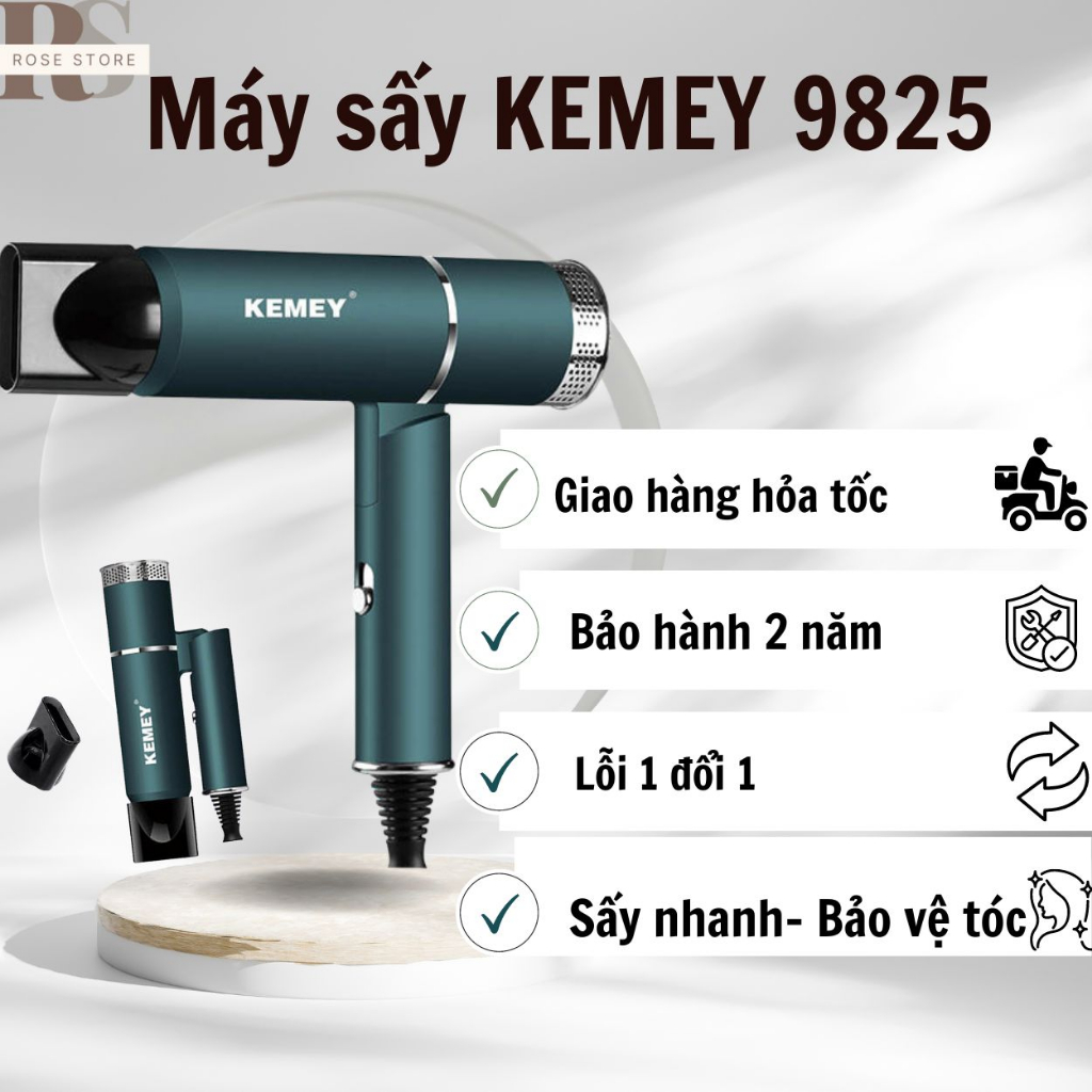 Máy Sấy Tóc Mini Cao Cấp 5 Đầu Có Ion Âm 2 Chiều Nóng Lạnh Tạo Kiểu Nhanh Khô Chống Gãy Rụng Giúp Tóc Chắc Khỏe - Hàng chính hãng