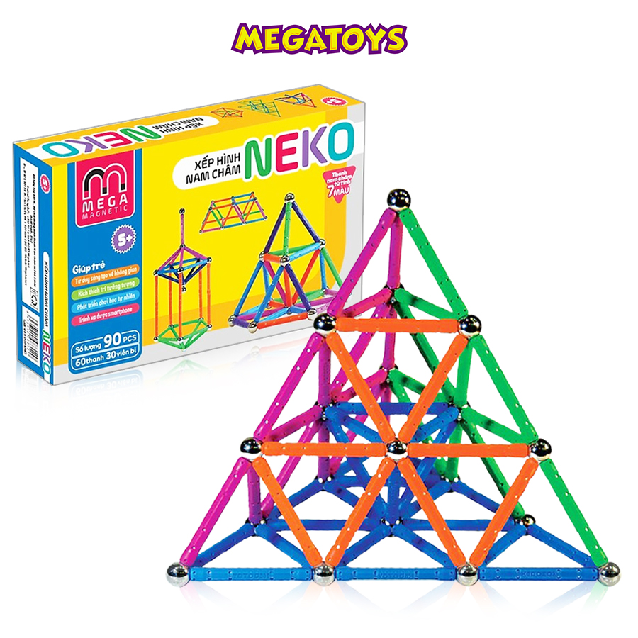 6030L - Bộ xếp hình nam châm thông minh 7 màu Neko - Thanh dài
