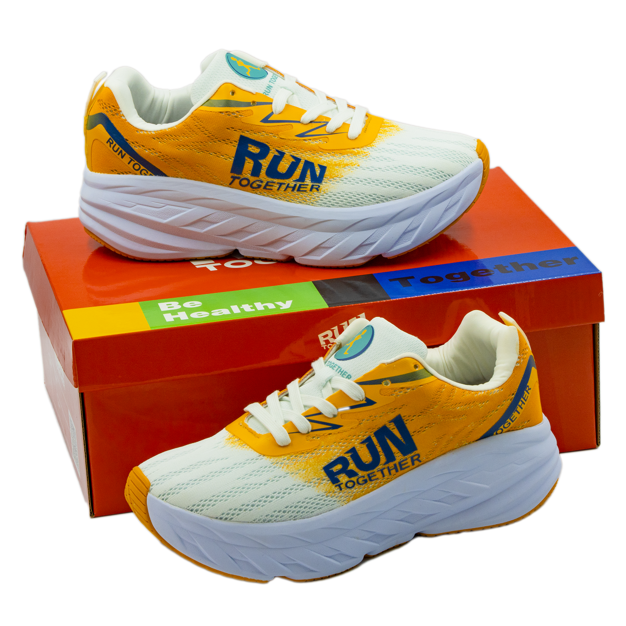 Giày thể thao chạy bộ Run Together công nghệ gắn chip thông minh - Giày sneaker màu vàng đế cao