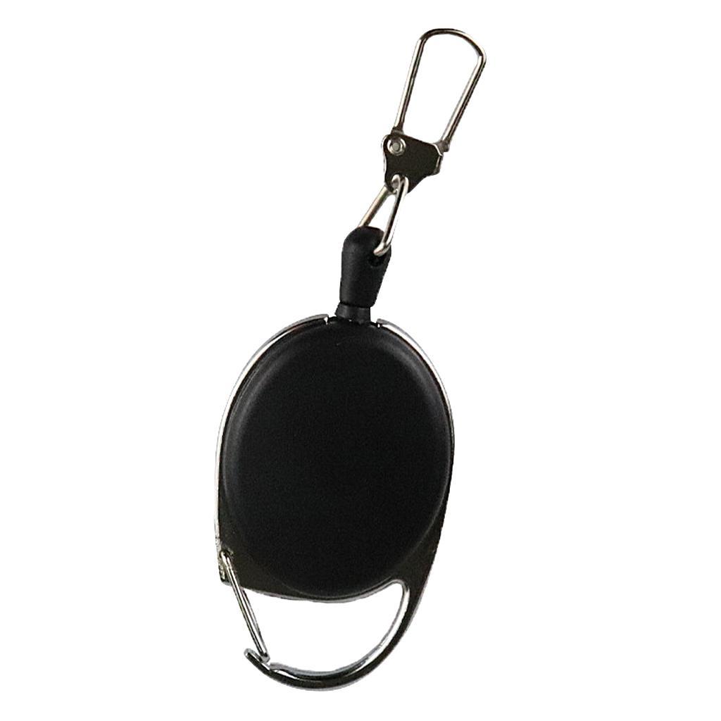 Retractable Key Chain Reel Holder Steel Recoil Ring Belt Clip Hook Carabiner