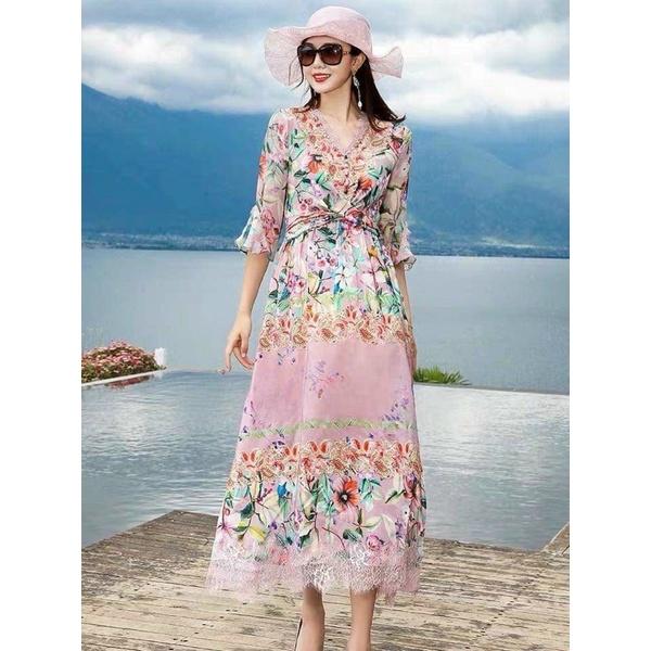 Đầm maxi lụa hoa rơi