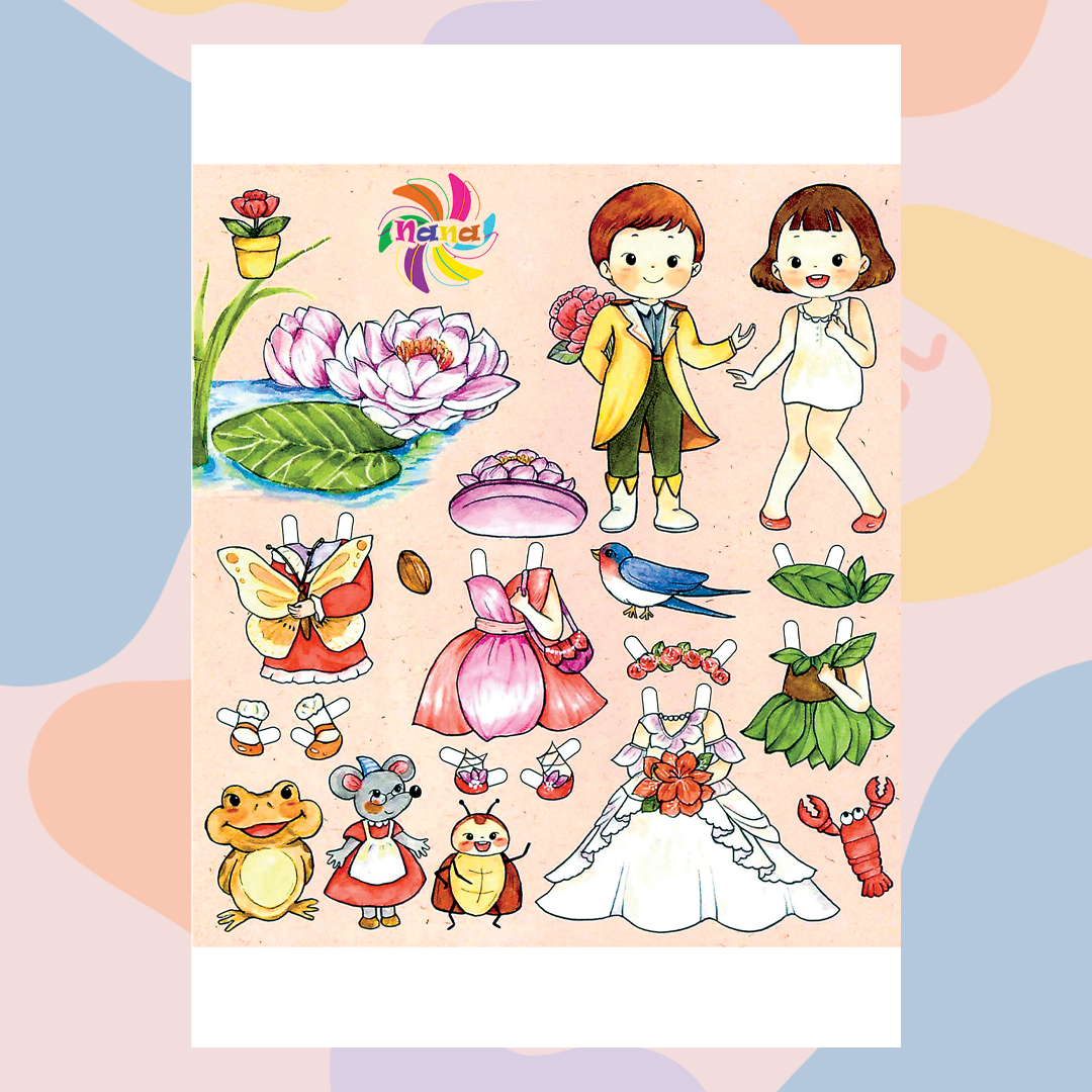 Búp bê giấy (paper doll) thay đồ công chúa Chibi phong cách Hàn Quốc cho bé Combo 7 hình siêu đáng yêu BBG0019