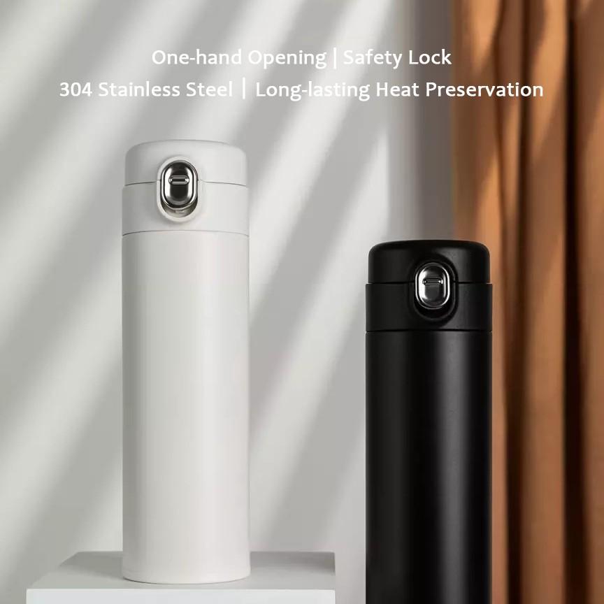 Bình Nước Giữ Nhiệt Xiaomi Bằng Thép Không Gỉ Dung Tích Lớn Nhấn Mở Nắp Bằng Một Tay Kiểu Dáng Đơn Giản