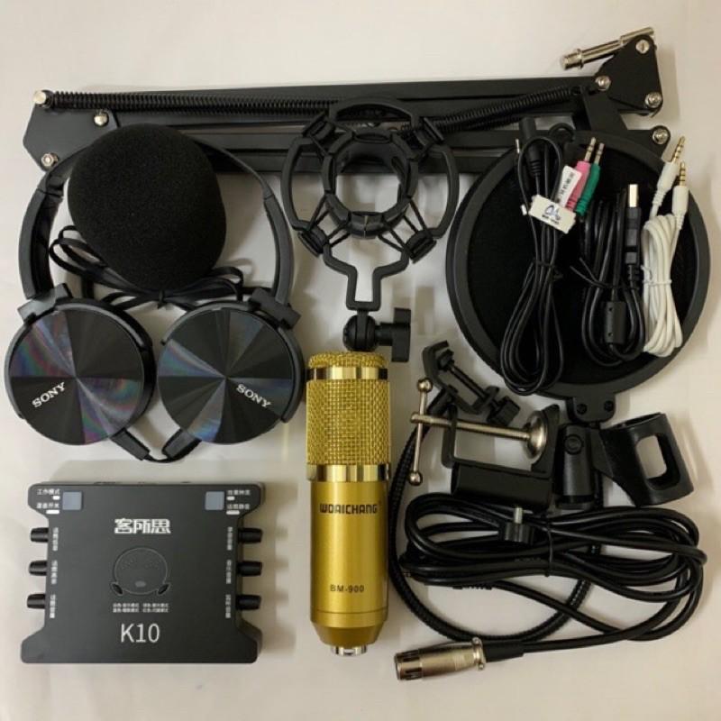 Combo thu âm livestream cực đỉnh K10 và mic bm900 full phụ kiện