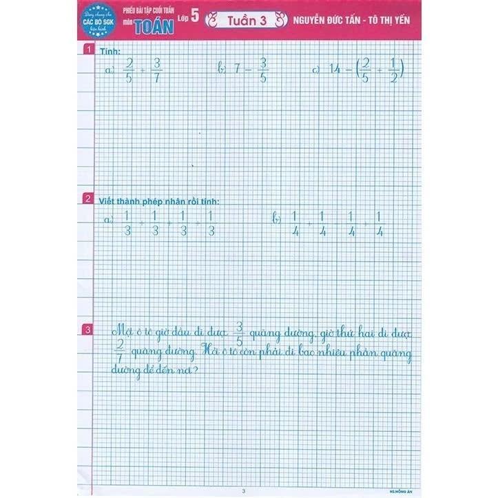Sách - Phiếu Bài Tập Cuối Tuần Toán Lớp 5 - Dùng Chung Cho Các Bộ SGK Hiện Hành - Hồng Ân
