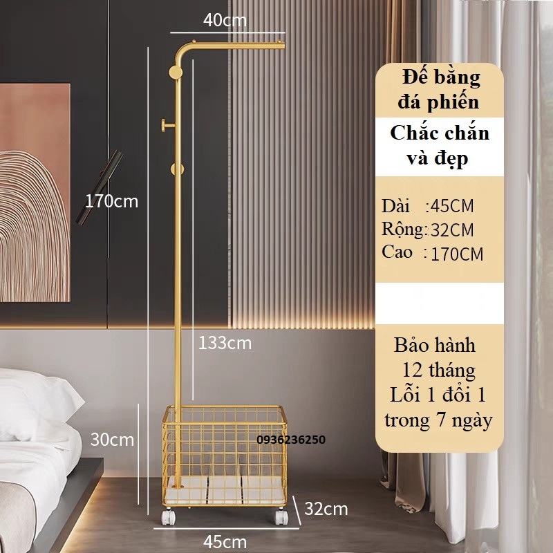 Cây Treo Quần áo khung thép sơn tĩnh điện kèm thùng đựng có bánh xe di chuyển dễ dàng, cây treo quần áo di động 4 bánh xe có thùng đựng đồ