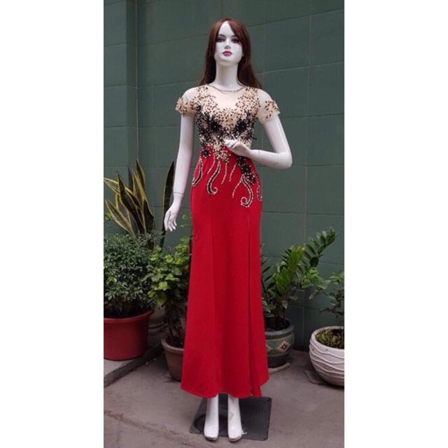 CÓ SIZE XL đến 64kg - Đầm Maxi body kết hoa nổi và kim sa SANG TRỌNG MS28YMM MM