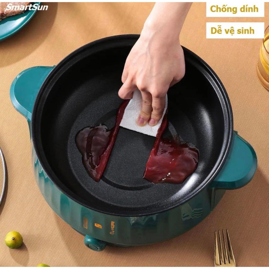 NỒI LẨU ĐIỆN ĐA NĂNG ELECTRIC COOKER POT SHANBAN 2 TẦNG KÈM KHAY HẤP INOX CAO CẤP