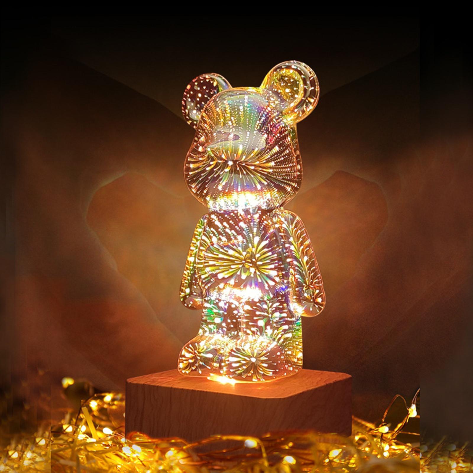 LED Night Light Lighting 3D Bear for Bathroom Kitchen Hallway