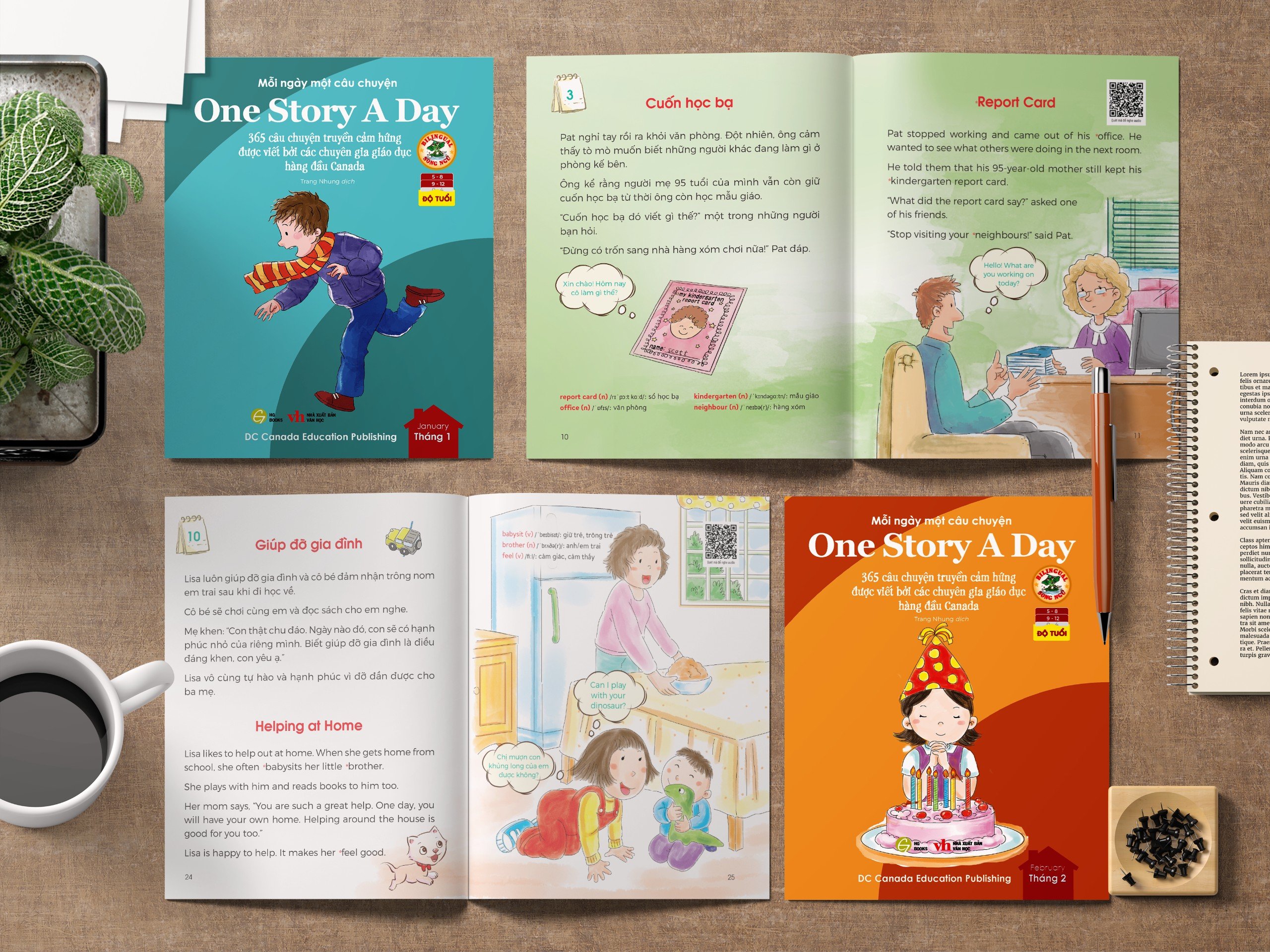 Sách - One Story A Day -  CUỐN 4 : 365 câu chuyện phát triển IQ, EQ cho bé - Bản song ngữ tặng kèm file nghe