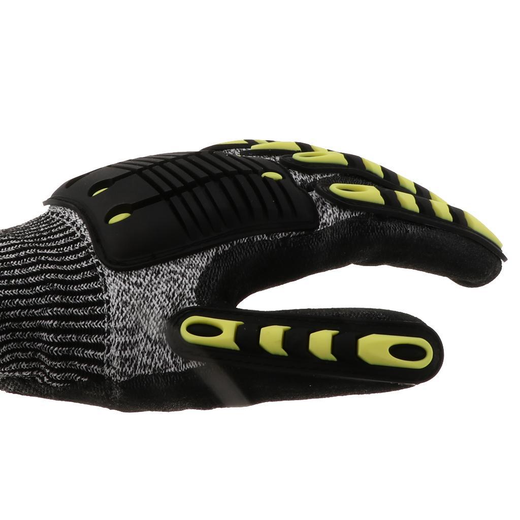 2 Pairs Cut Resistant Work Gloves Dissipates Impact Force and PU Coating Increases Slip Resistance