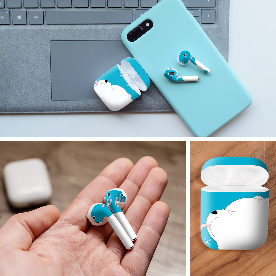 Miếng dán skin chống bẩn cho tai nghe AirPods in hình thiết kế - atk075 (bản không dây 1 và 2