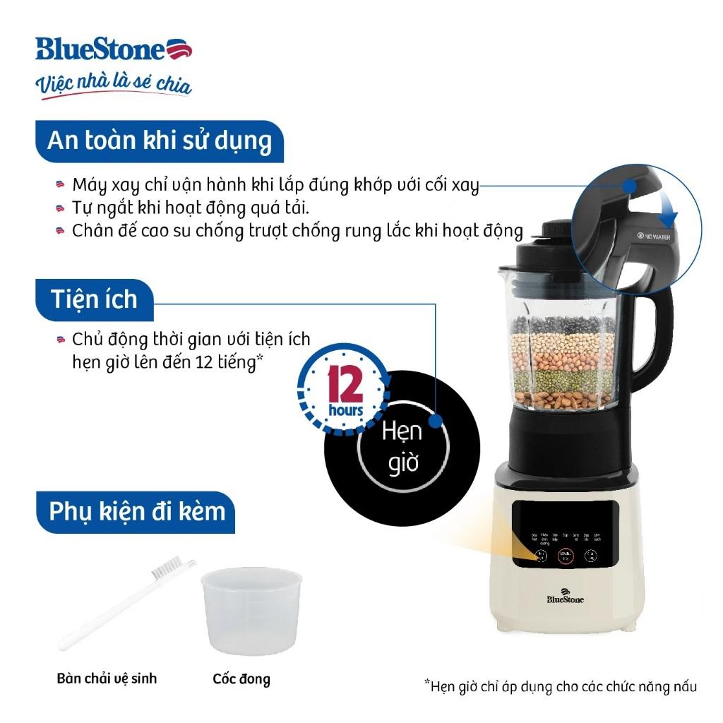 Máy Xay Nấu Đa Năng Bluestone BLB-6035, Cối Thủy Tinh 5 Lớp 1.75Lit - Lưỡi Dao 8 Cánh , Hàng Chính Hãng