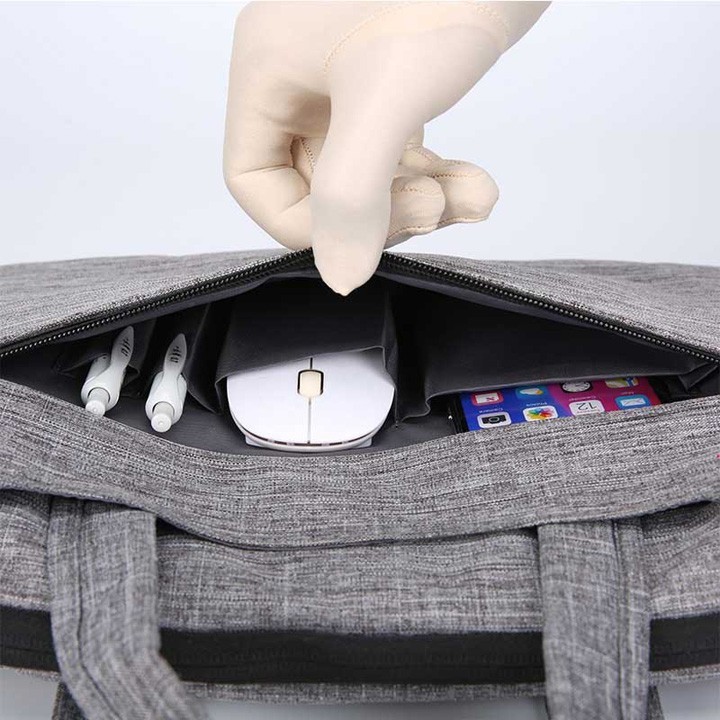 Túi chống sốc 3 ngăn phụ có dây đeo cho MacBook, laptop - C1 - tặng bàn di chuột