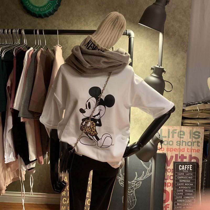 Áo Thun Tay Ngắn Dáng Rộng In Hình Hoạt Hình