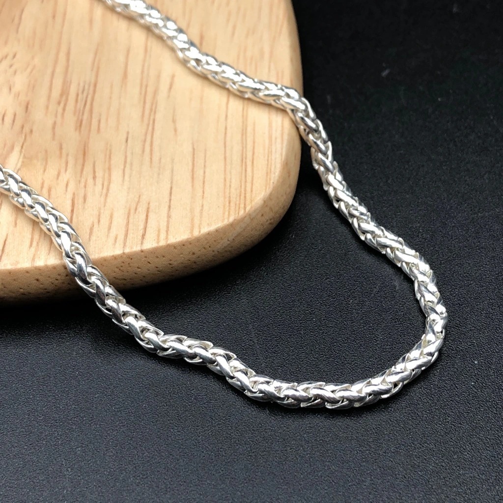 Dây Chuyền Vòng Cổ Nam Bạc Ta Bông Lúa Dài 55cm Bạc Hiểu Minh DBN071S