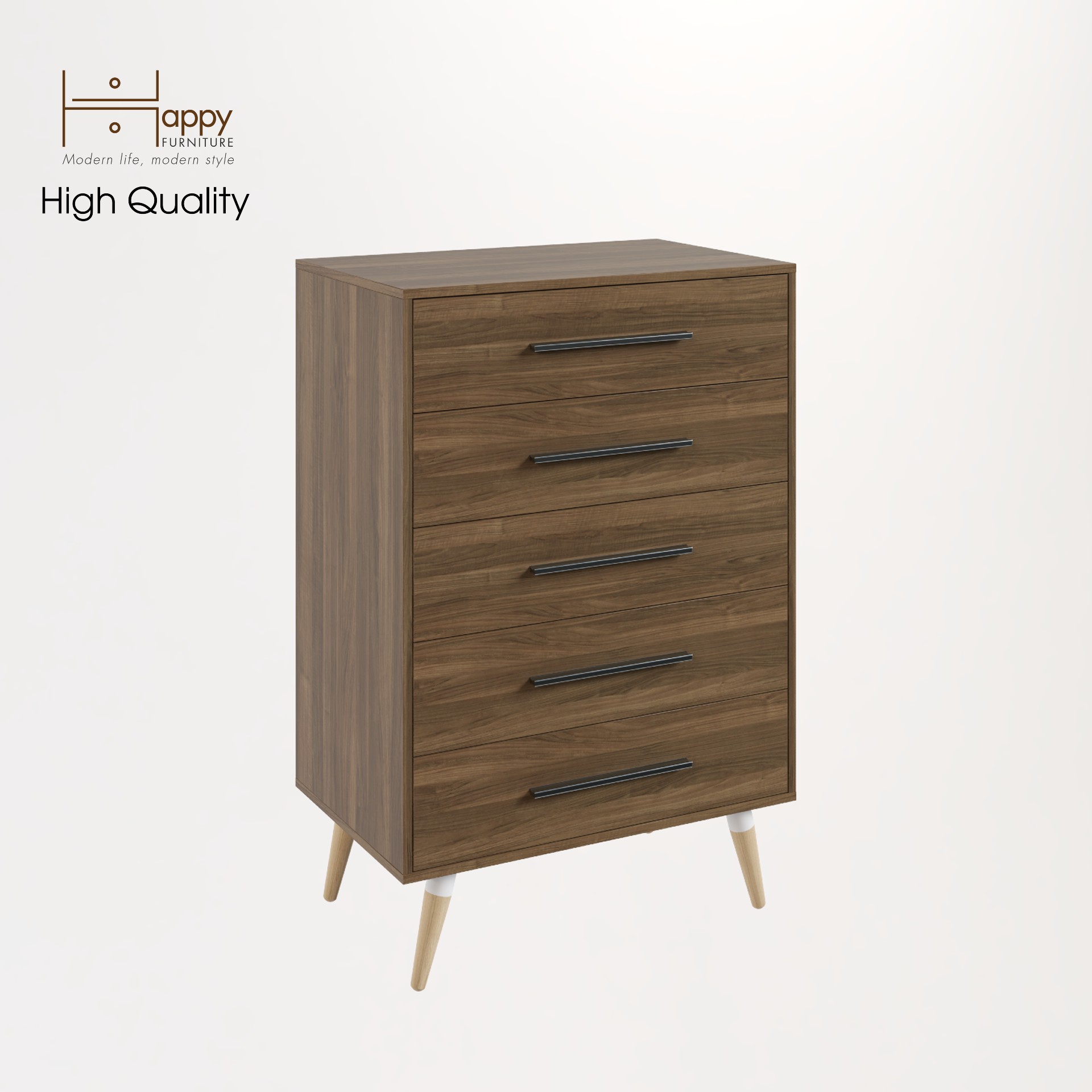 [Happy Home Furniture] OSRI, Tủ đụng đồ 5 ngăn - chân gỗ chéo ,  80cm x 50cm x 120cm ( DxRxC), THK_023