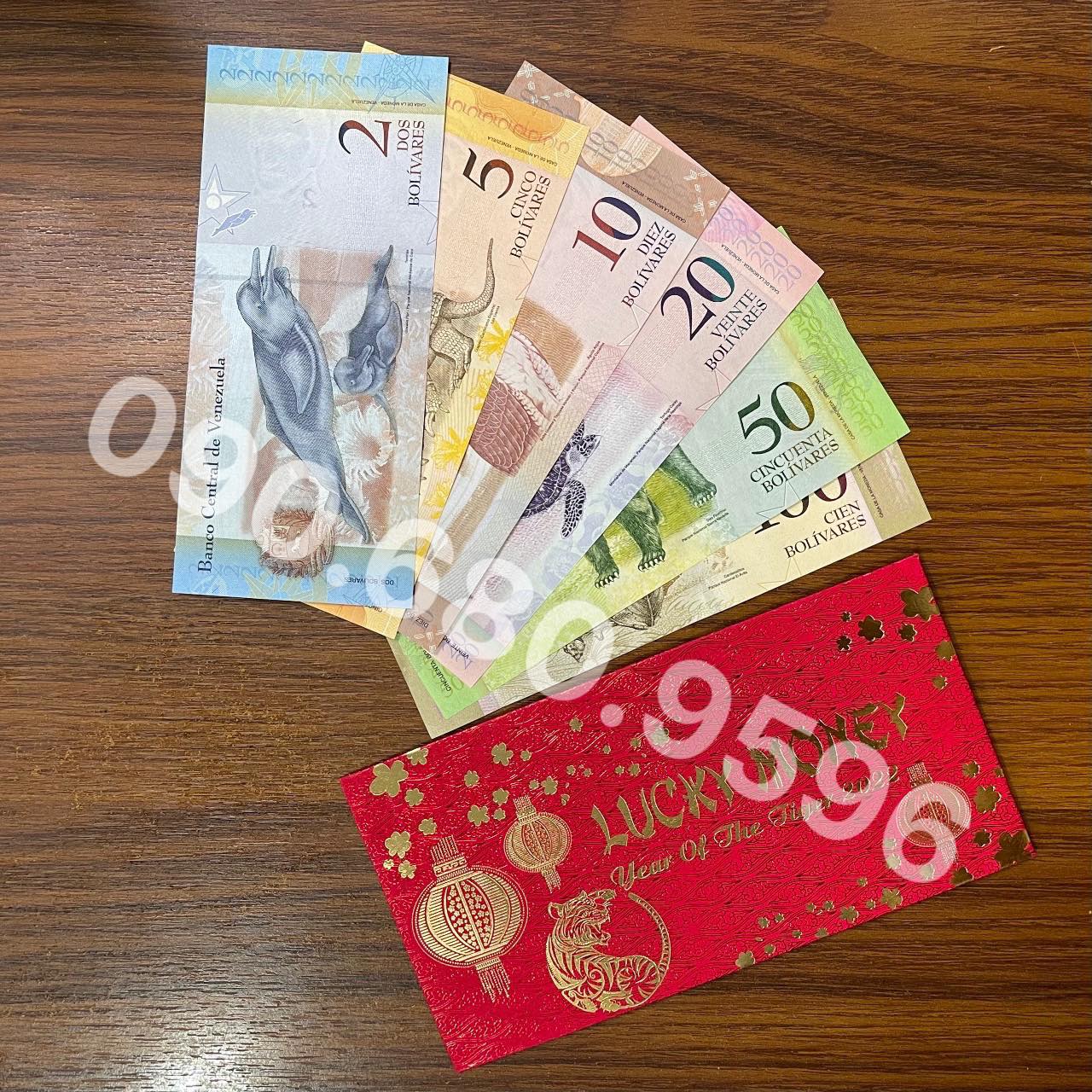 Bộ Tiền Venezuela 6 Tờ Đẹp Căng Đét Kèm Bao lì Xì Lucky Money