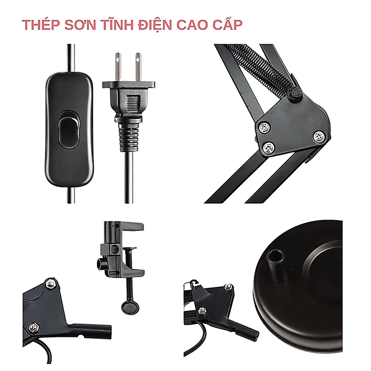 Đèn Bàn Học ESSAGER T22, Đèn Học Chống Cận Thị, Đèn Đọc Sách, Đèn Làm Việc Để Bàn Chống Chói Mắt Lóa Mắt Bảo Vệ Mắt + Bóng Đèn + Chân Kẹp + Chân Đế , Có Thể Gập - HÀNG CHÍNH HÃNG