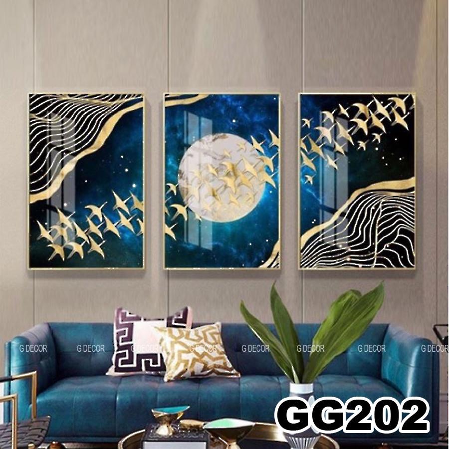 Tranh treo tường canvas 3 bức phong cách hiện đại Bắc Âu 199, tranh decor trang trí phòng khách, phòng ngủ, spa