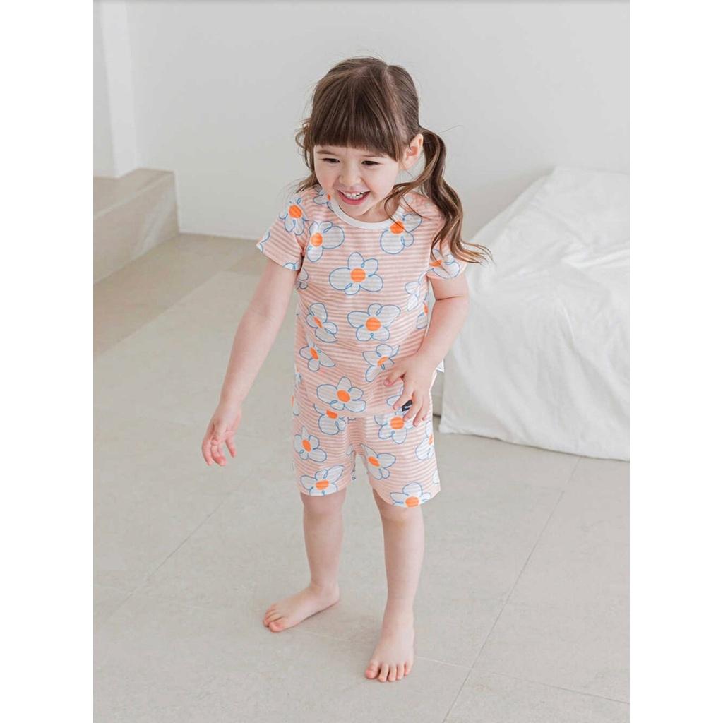 BỘ NGẮN CAO CẤP BÉ GÁI NỘI ĐỊA HÀN, CHẤT COTTON GIẤY ORGANIC, MẪU HOA