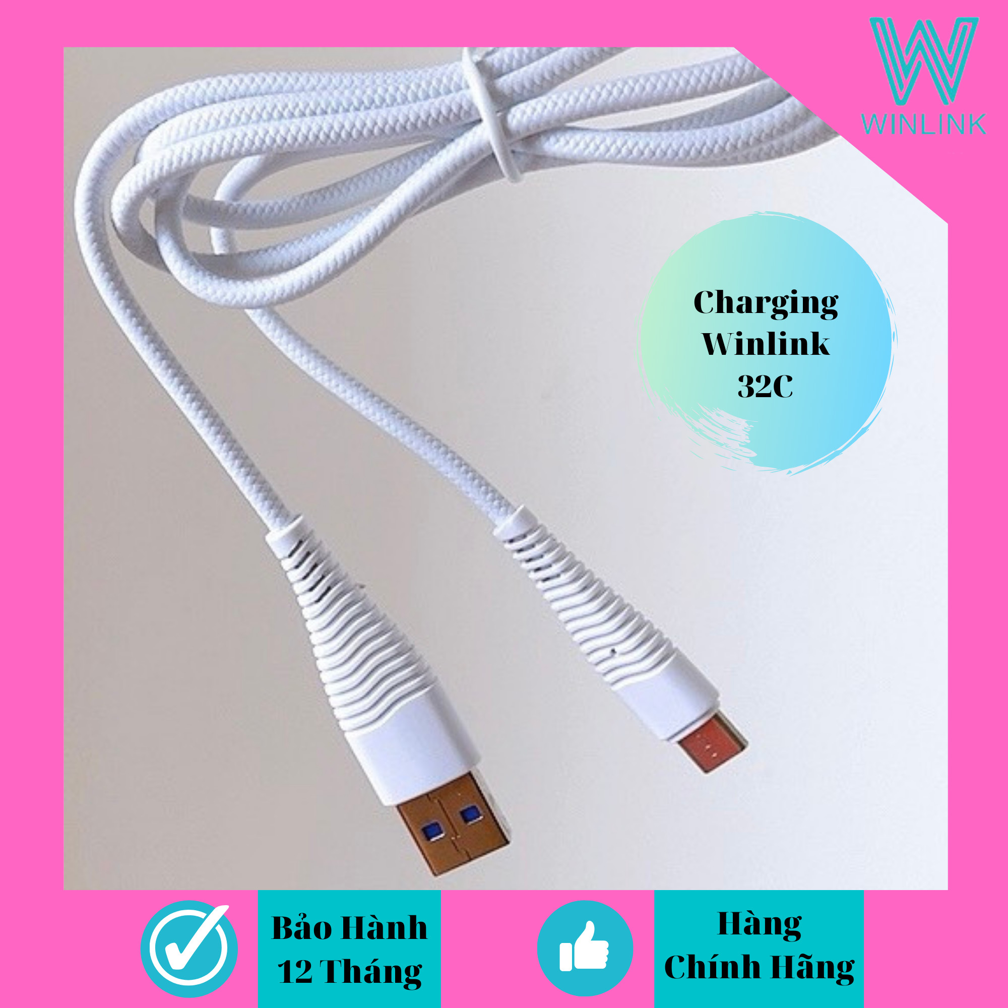 Dây cáp sạc nhanh 5A hàng chính hãng Winlink 32 đuôi USB - TYPE C