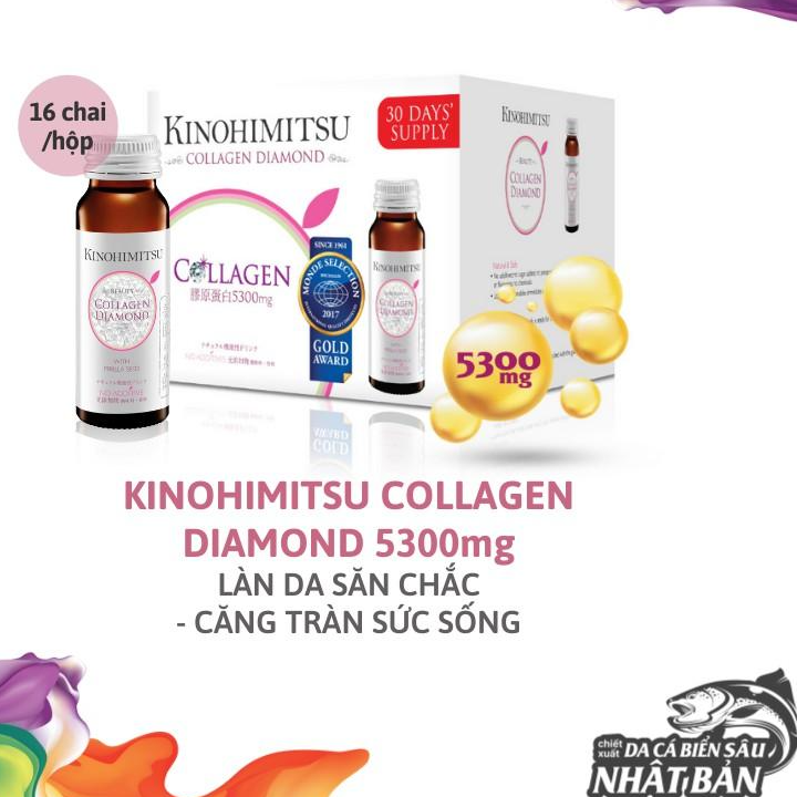 Nước Uống Đẹp Da Bổ Sung Collagen Kinohimitsu Diamond 5300 Hộp 16 chai