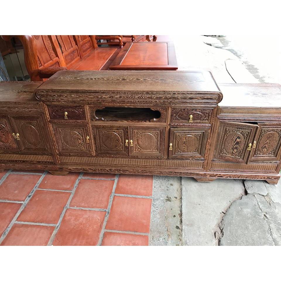 Kệ tivi nồi giữa gỗ mun đuôi công