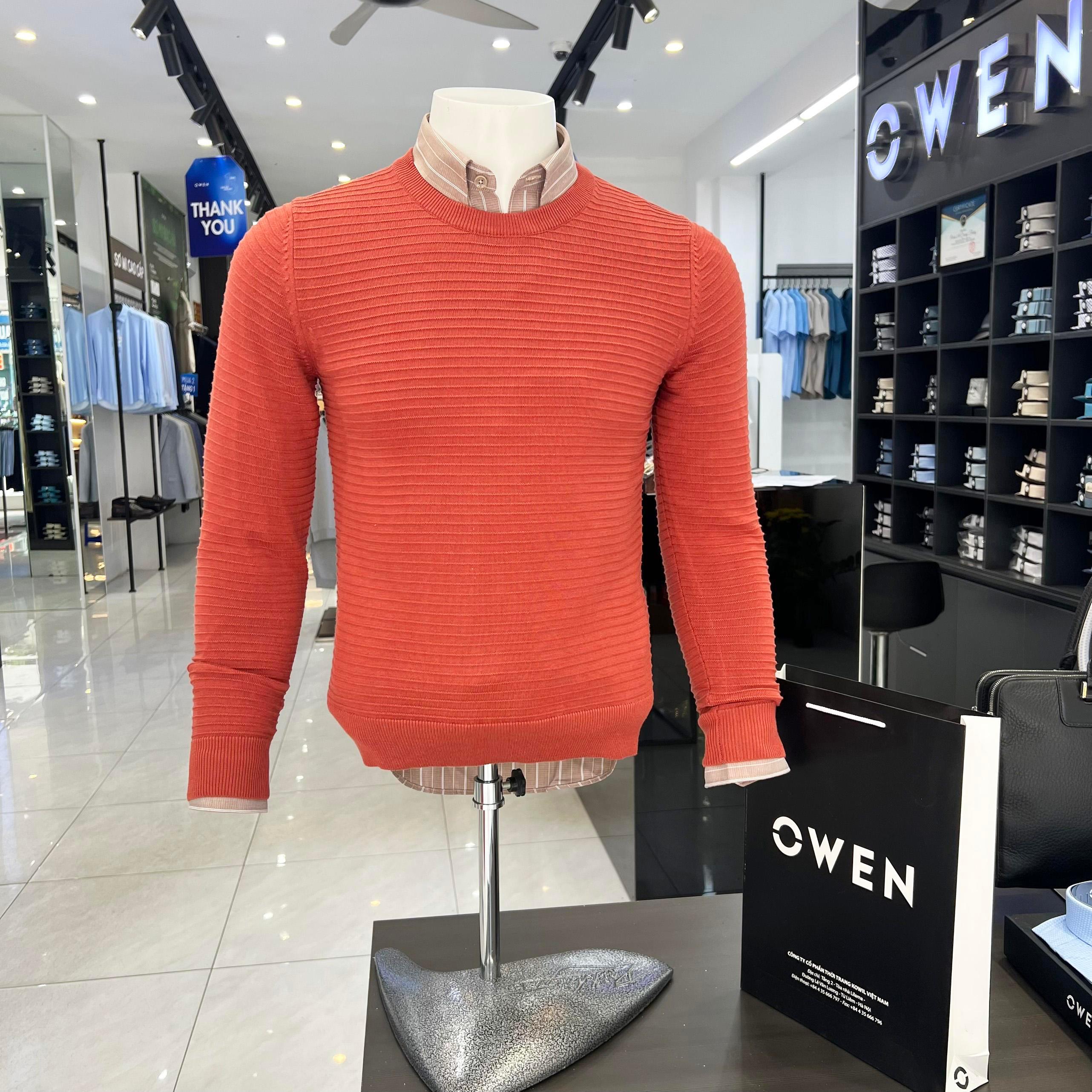 Áo len nam OWEN cổ tròn sợi cotton giữ ấm tốt, không xù mã ALD220759