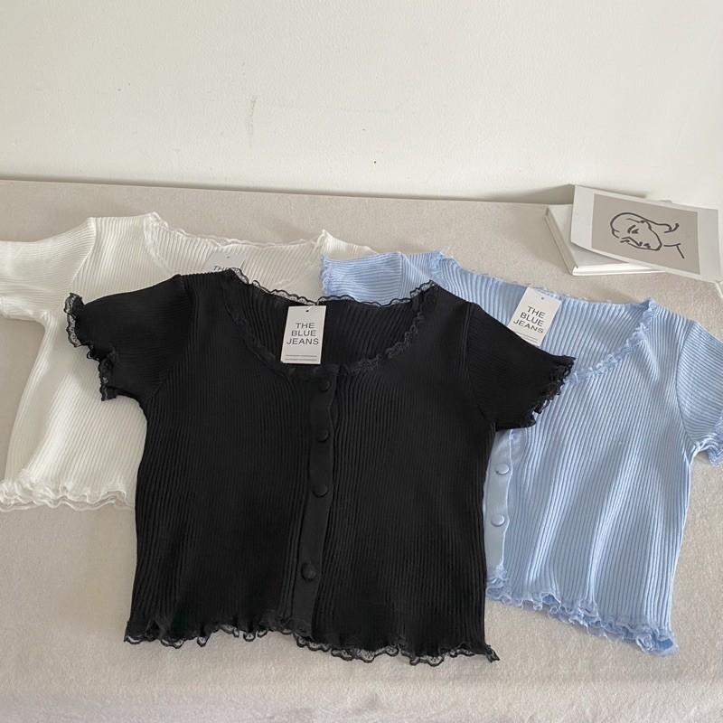 Áo Crop Top Chất Liệu Co Giãn, Có Nút - Nhiều Màu