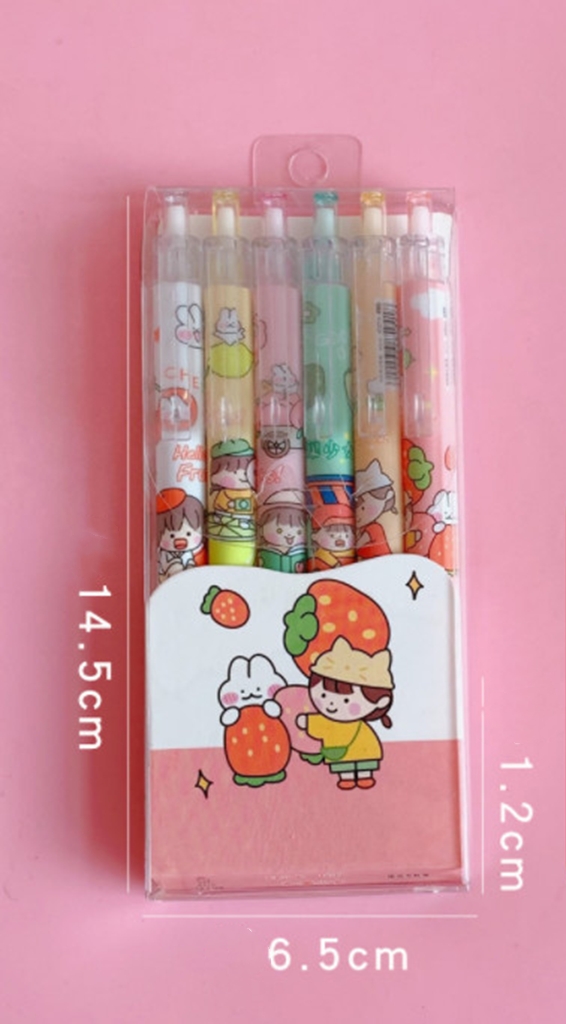 Hộp 6 bút bi bấm hình con vật cute - Set bút viết mực đen nhiều mẫu xinh đồ dùng học tập quà tặng giá rẻ