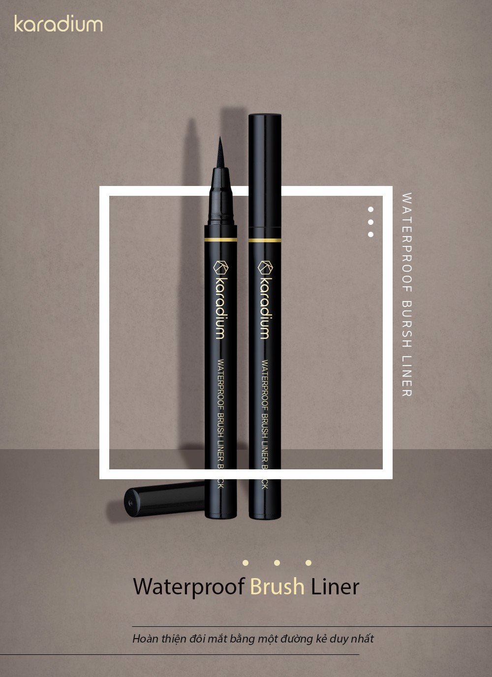 Kẻ Mắt Nước Chống Trôi, Sắc Nét Karadium Waterproof Brush Liner #Black 0.55g