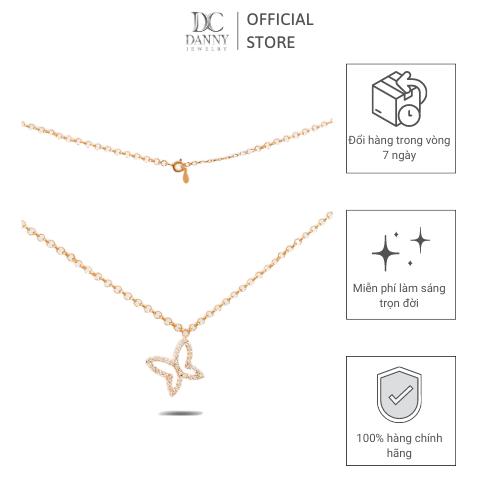 Dây Chuyền Có Mặt Danny Jewelry Bạc 925 Xi Vàng Hồng Hình Bướm Đá CZ DM036