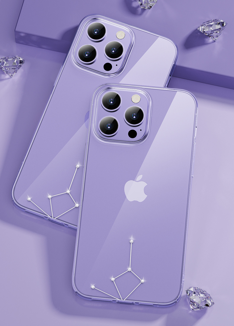 Ốp lưng cứng trong suốt đính đá dành cho iPhone 14 Pro hiệu Memumi - Hàng nhập khẩu