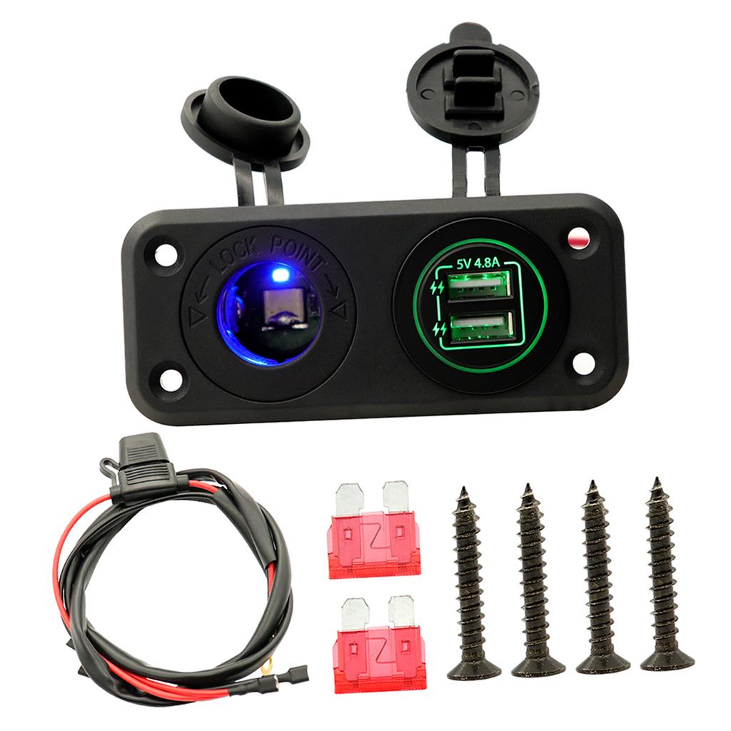 Car Marine Charger 12-24V Waterproof Dual USB Fast Charger Socket Power Outlet