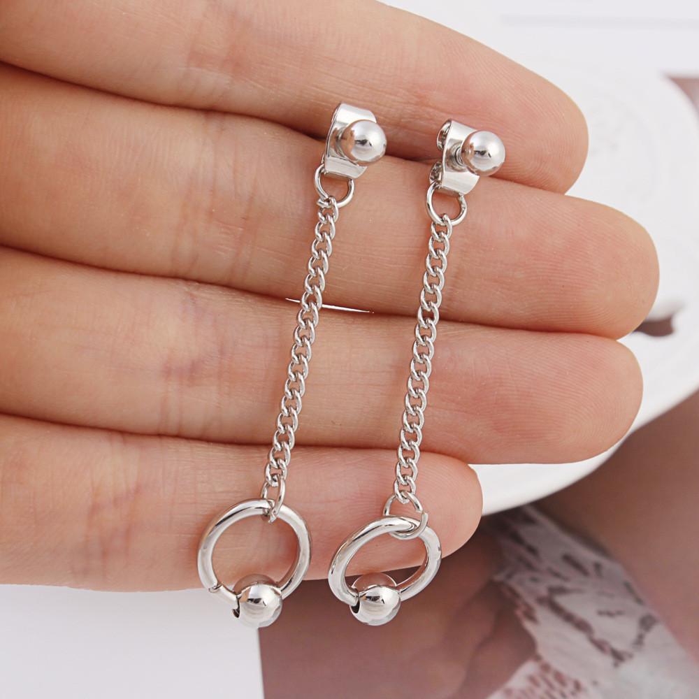Bông tai vòng tròn đuôi bi xỏ lỗ tròn năng động