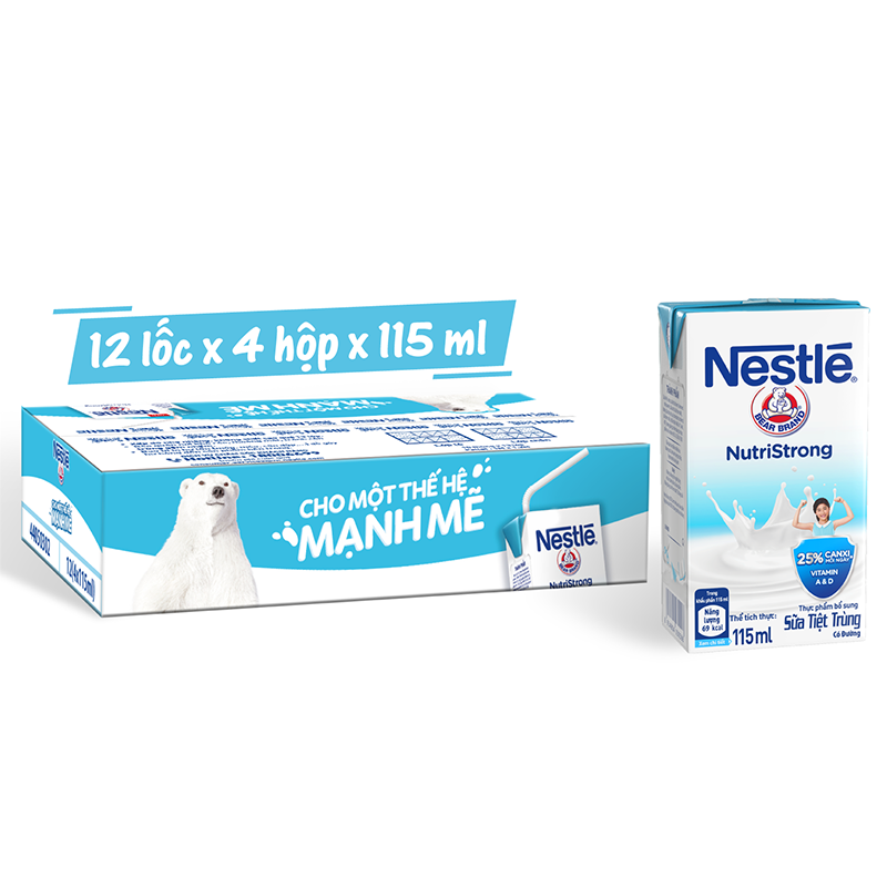 Thùng 48 Hộp Sữa Nestlé Gấu Có Đường 12(4x115ml)