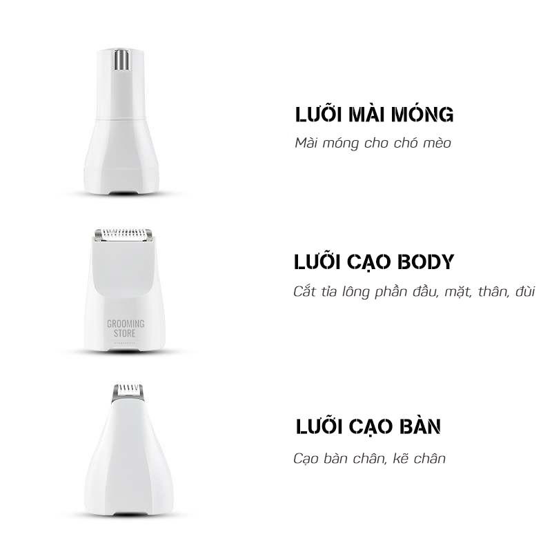 (BZ-801) Tông đơ cắt lông chó mèo 3in1 - cạo bàn chân - cắt tỉa - mài móng - Grooming Store