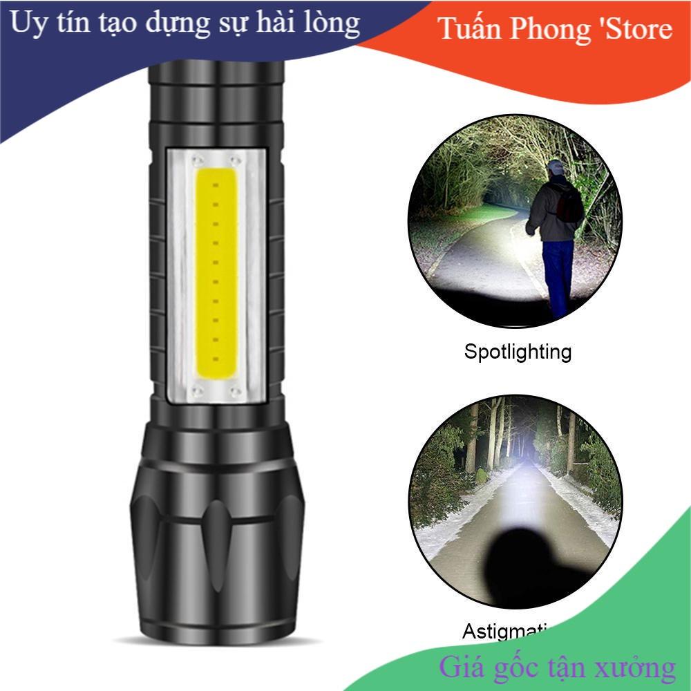 Đèn Pin Sạc Mini Siêu Sáng Có Zoom XPE+COB Light TP'S