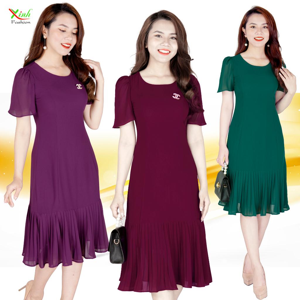 Đầm Suông Voan Đuôi Cá Dập Ly