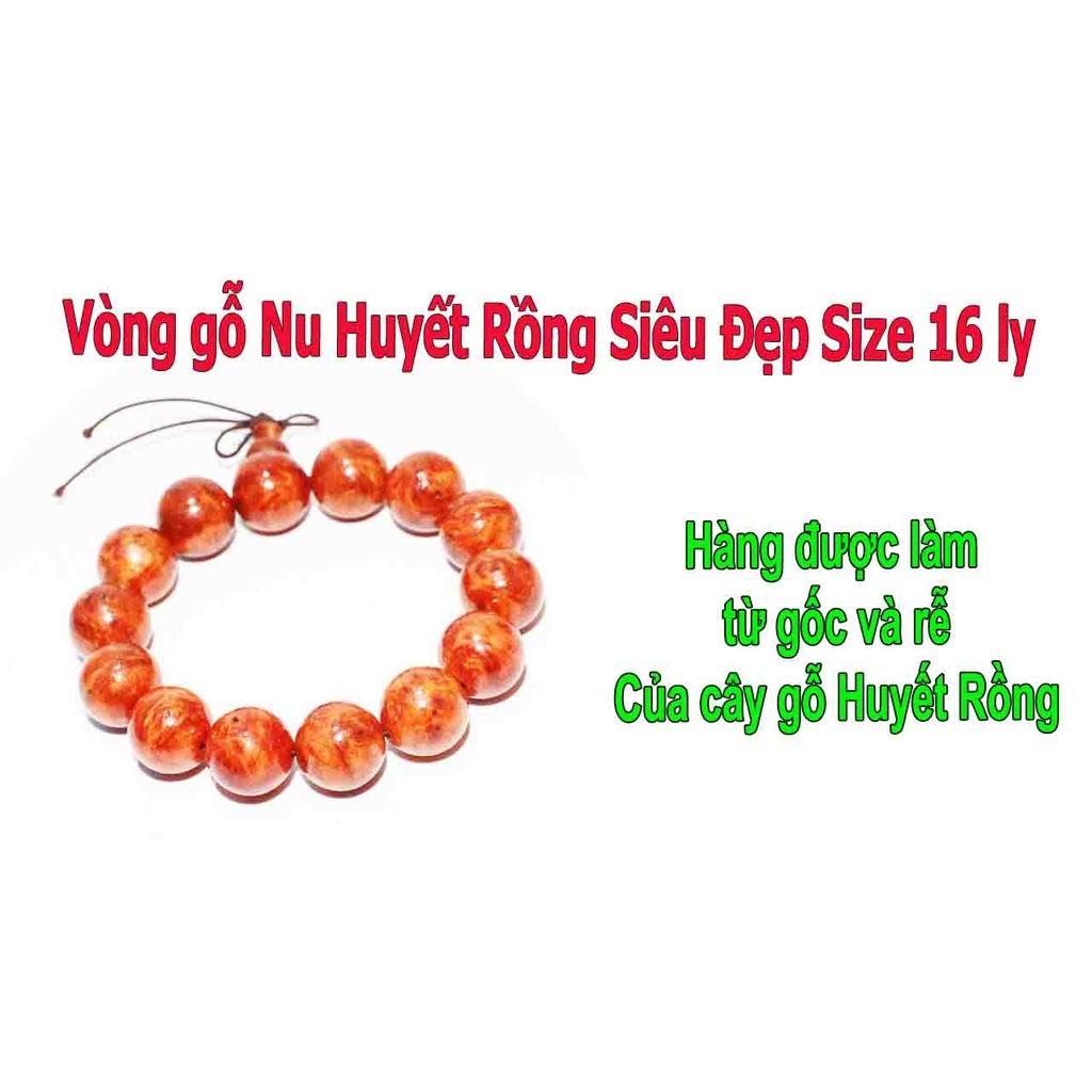 Vòng tay gỗ nu Huyết Rồng siêu đẹp size 16 ly hạt tròn